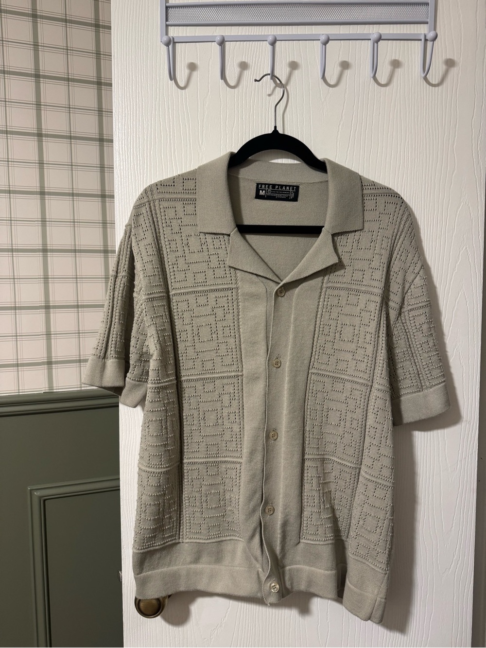 Free Planet Men's Short-Sleeve Knit Shirt Jacket in Sage